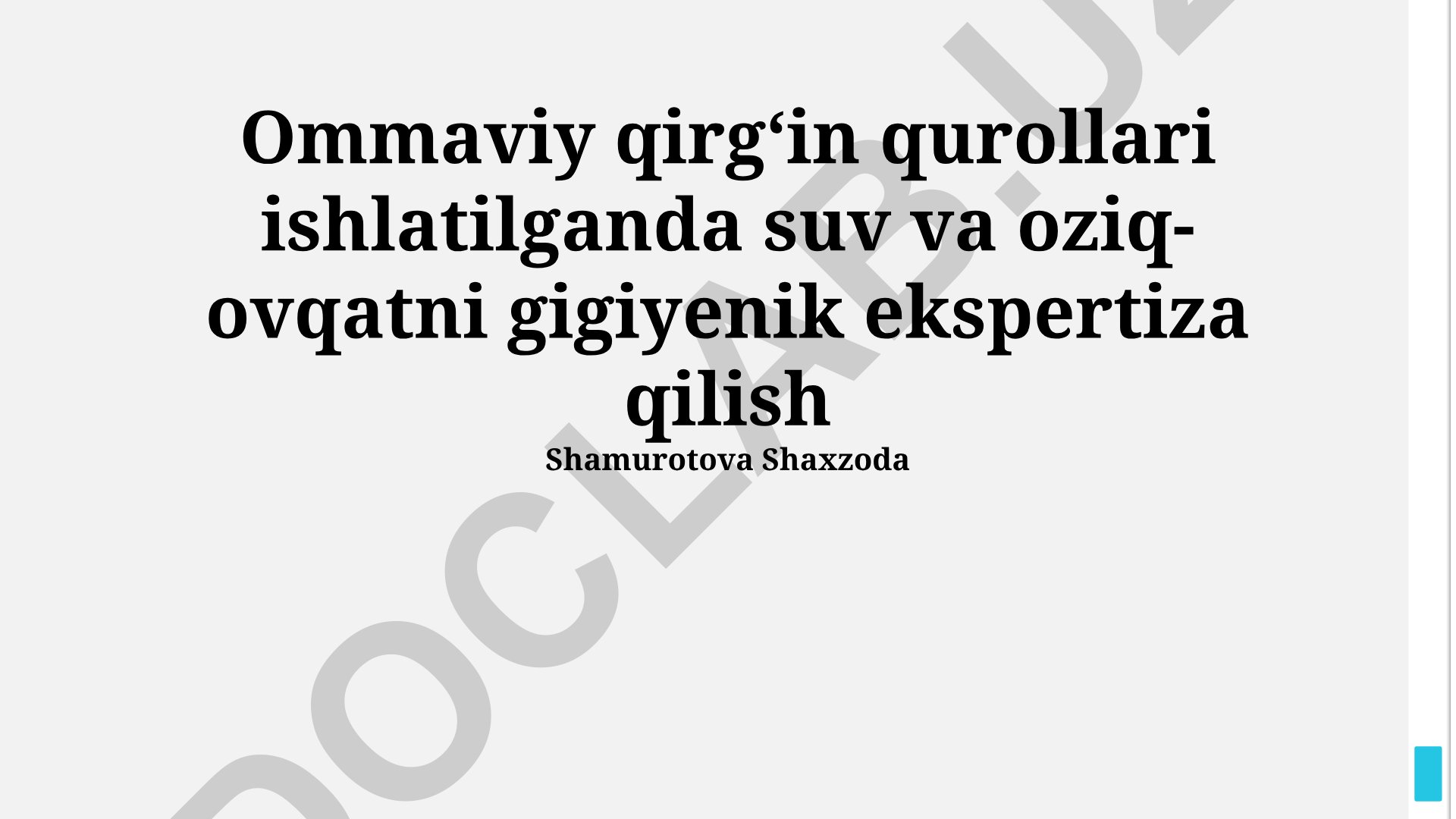 Ommaviy qirgʻin qurollari ishlatilganda suv va oziq-ovqatni gigiyenik ekspertiza qilish