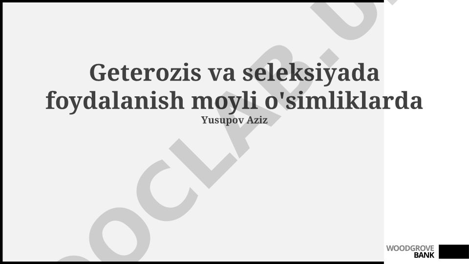 Geterozis va seleksiyada foydalanish moyli o'simliklarda