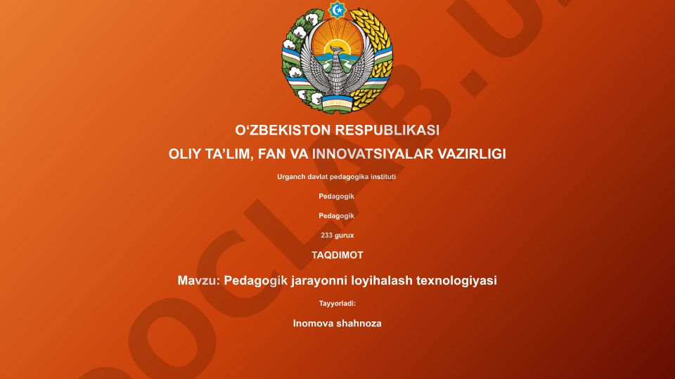 Pedagogik jarayonni loyihalash texnologiyasi