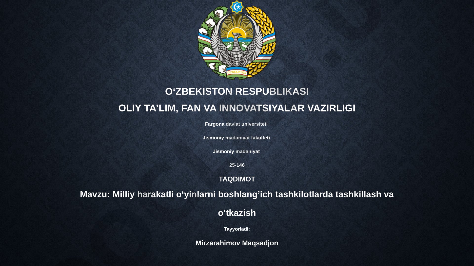 Milliy harakatli o‘yinlarni boshlang‘ich tashkilotlarda tashkillash va o‘tkazish