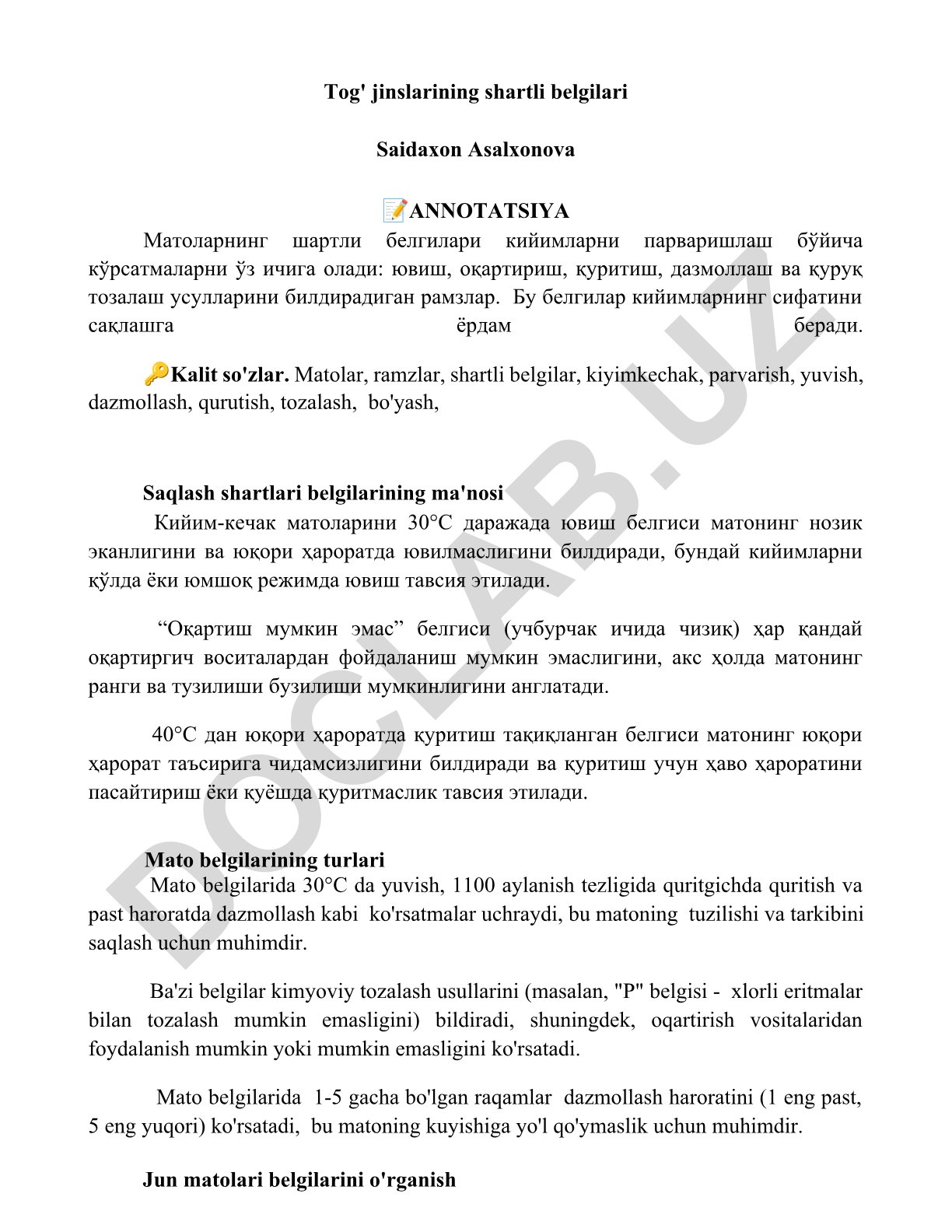 Tog' jinslarining shartli belgilari