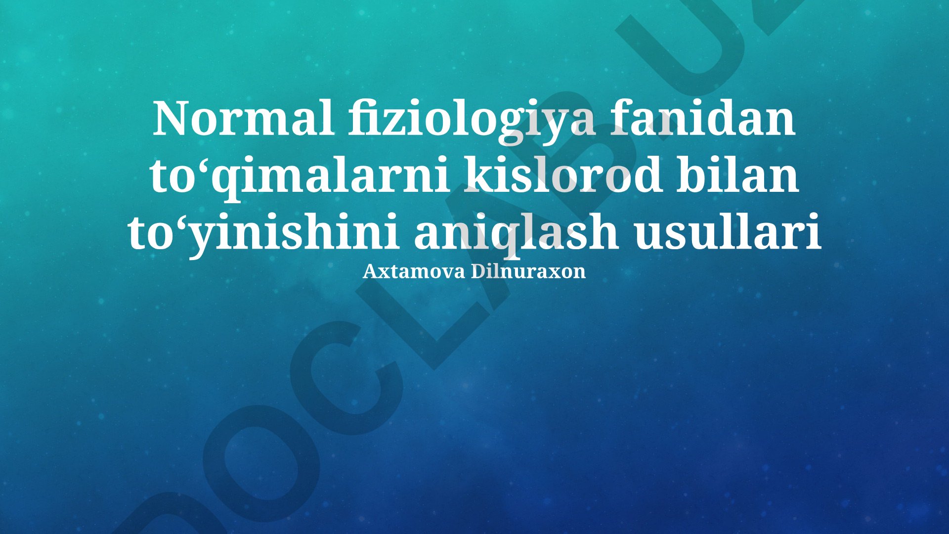 To'qimalarni kislorod bilan to'yinishini aniqlash usullari