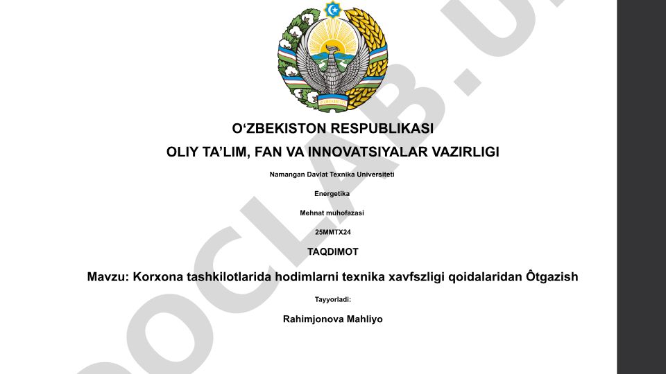 Korxona tashkilotlarida hodimlarni texnika xavfsizligi qoidalaridan o'tkazish