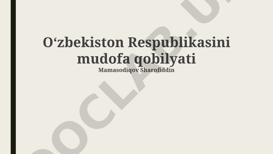 O'zbekiston Respublikasining mudofaa qobiliyati: Tarix, Tarkib va Strategiya