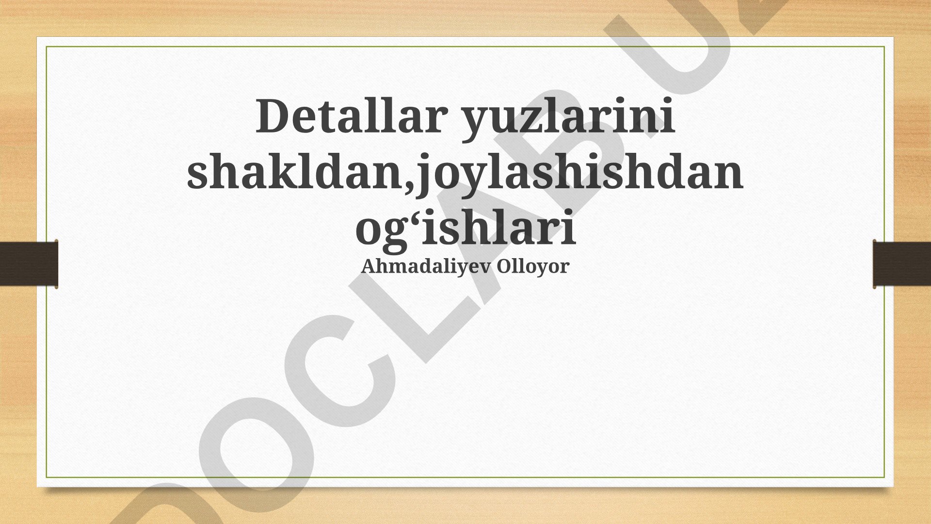 Yuzning shakl va holatdagi ogʻishlarini aniqlash va diagnostika