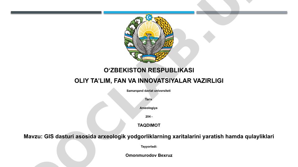 GIS dasturi asosida arxeologik yodgorliklarning xaritalarini yaratish hamda qulayliklari