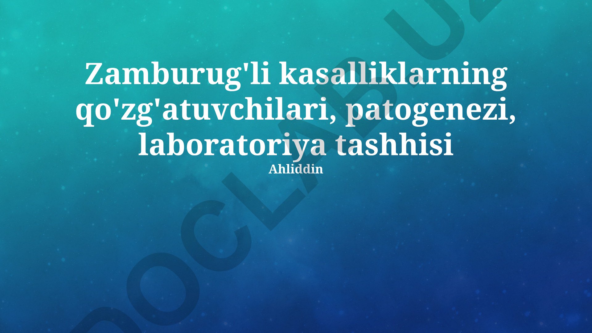 Zamburug'li kasalliklarning qo'zg'atuvchilari, patogenezi va laboratoriya tashhisi