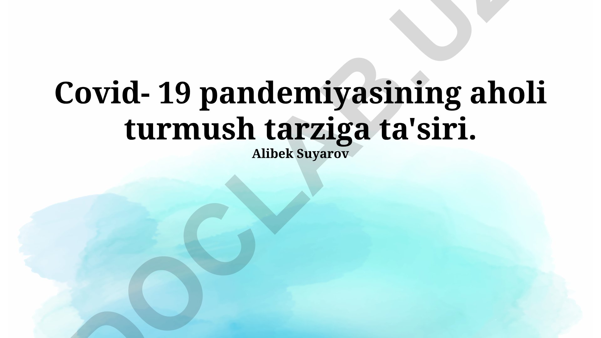 COVID-19 pandemiyasining aholi turmush tarziga ta'siri
