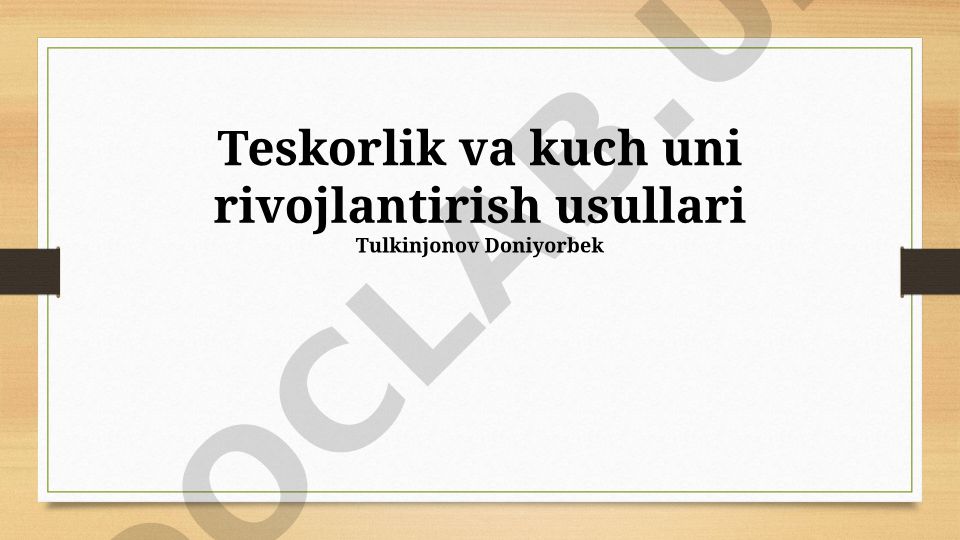 Chidamlilik va kuchni rivojlantirish usullari