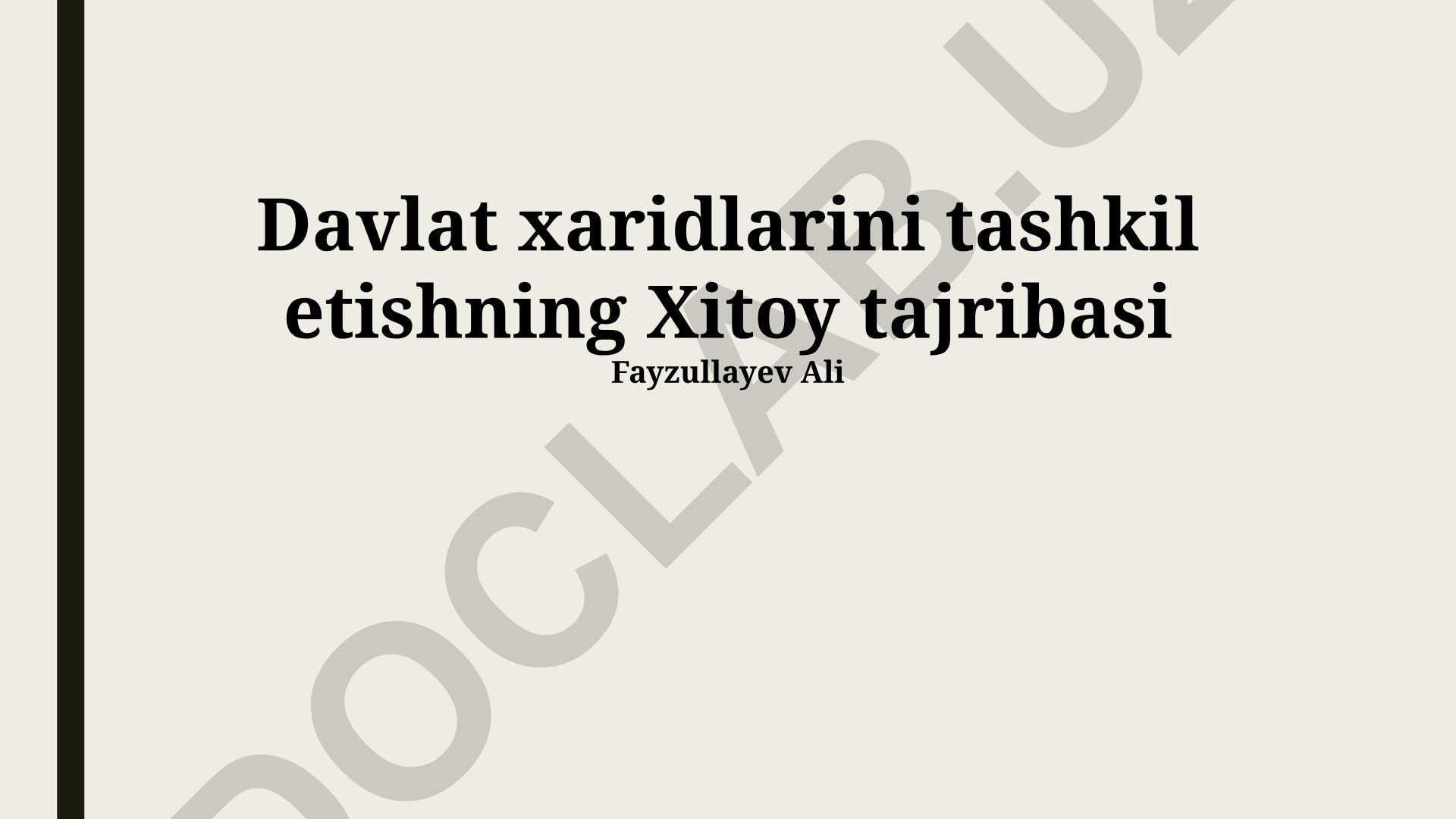 Davlat xaridlarini tashkil etishning Xitoy tajribasi