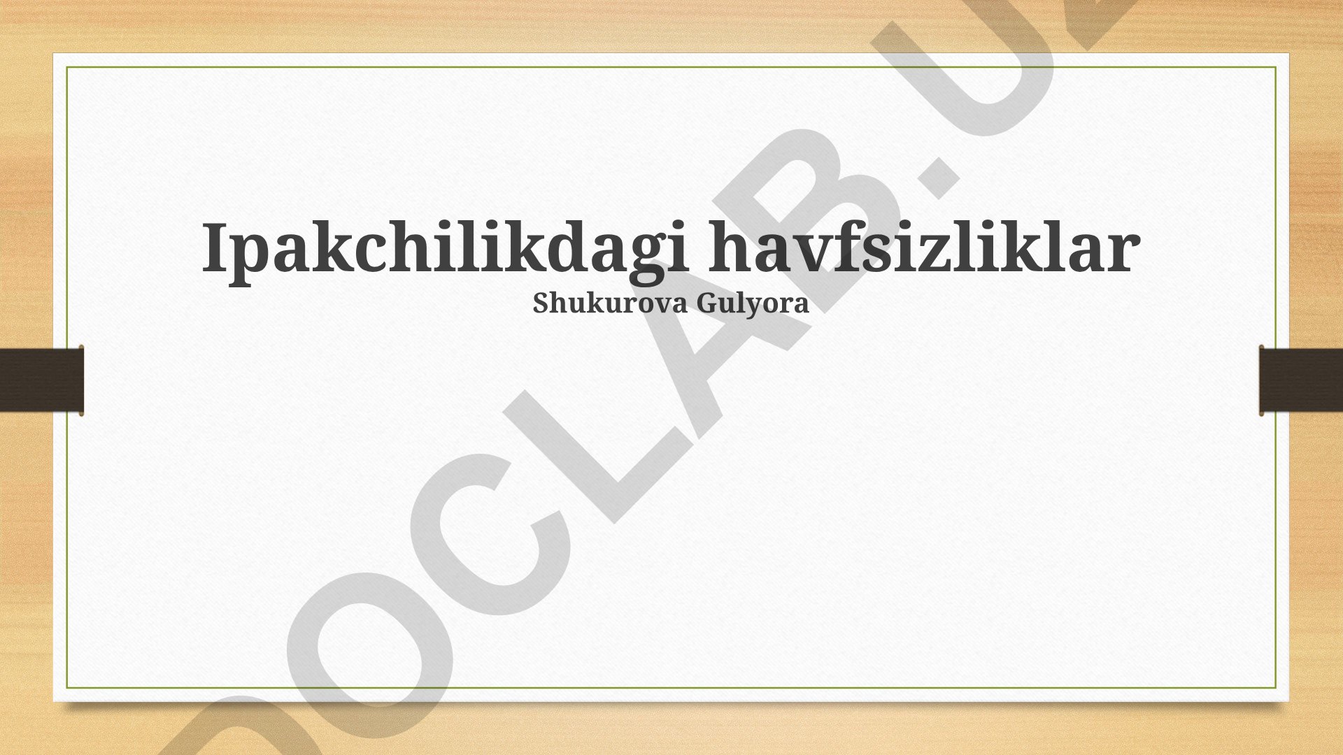 Ipakchilikda xavfsizlik va himoya vositalari