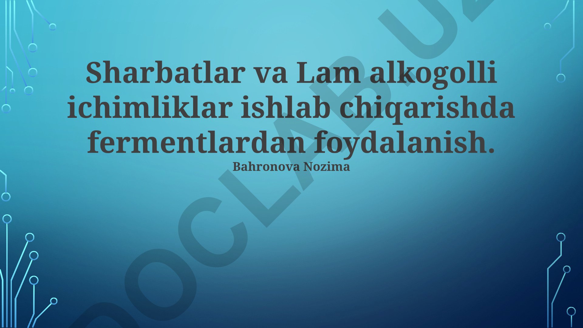 Sharbatlar va alkogolli ichimliklar ishlab chiqarishda fermentlardan foydalanish