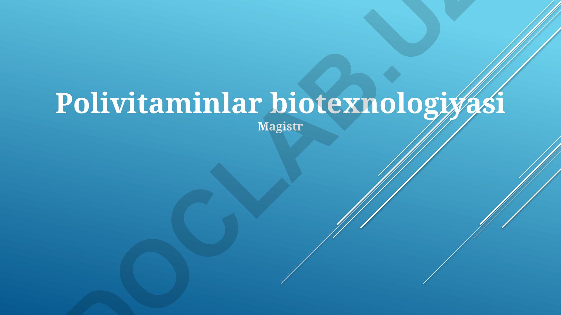 Polivitaminlarning biologik faolligi va biotexnologik ishlab chiqarish