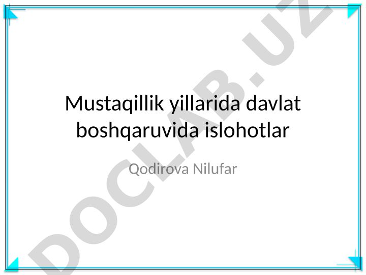 Mustaqillik yillarida davlat boshqaruvida islohotlar