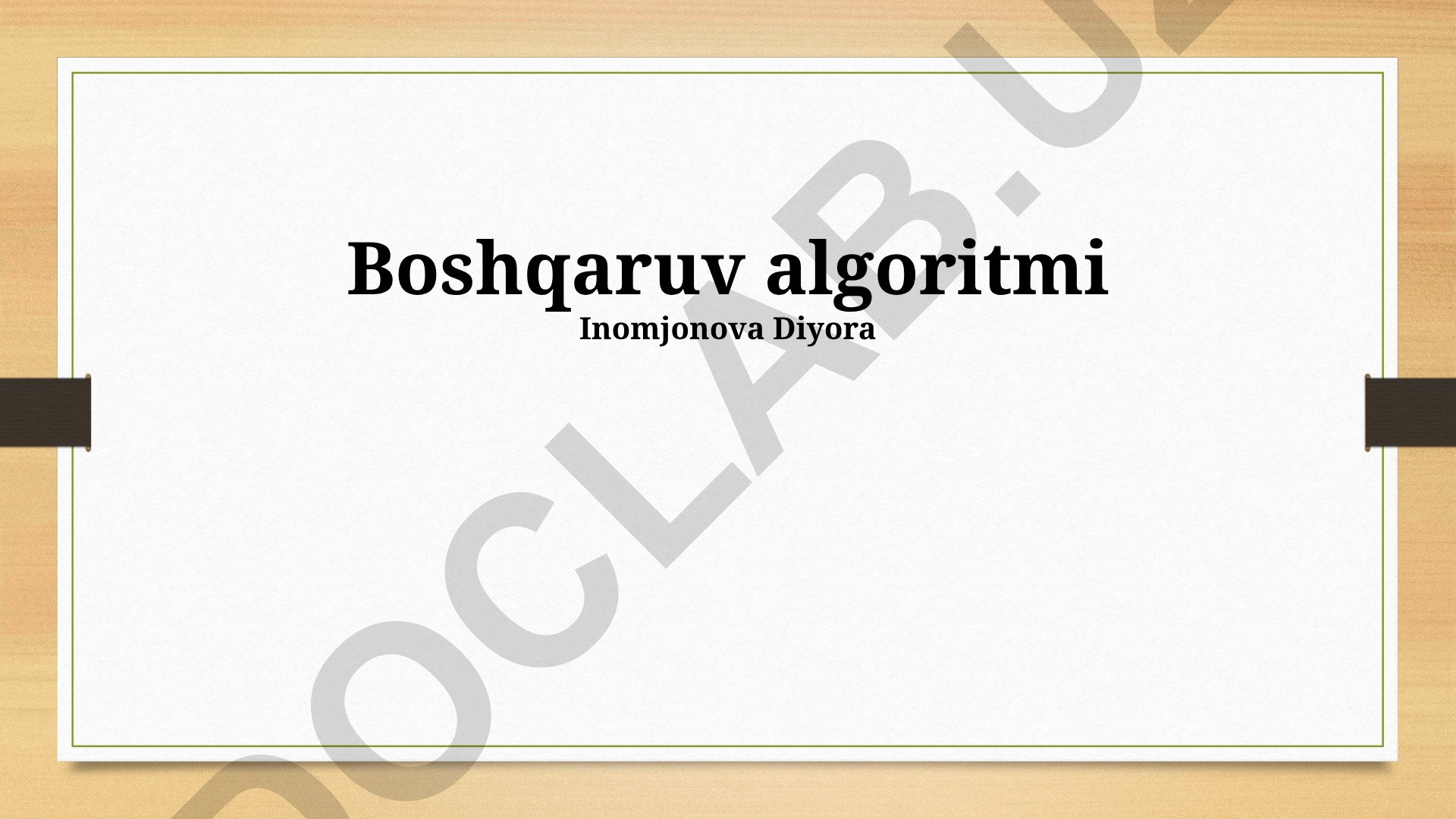 Boshqaruv algoritmi mohiyati va amaliy qo'llanilishi