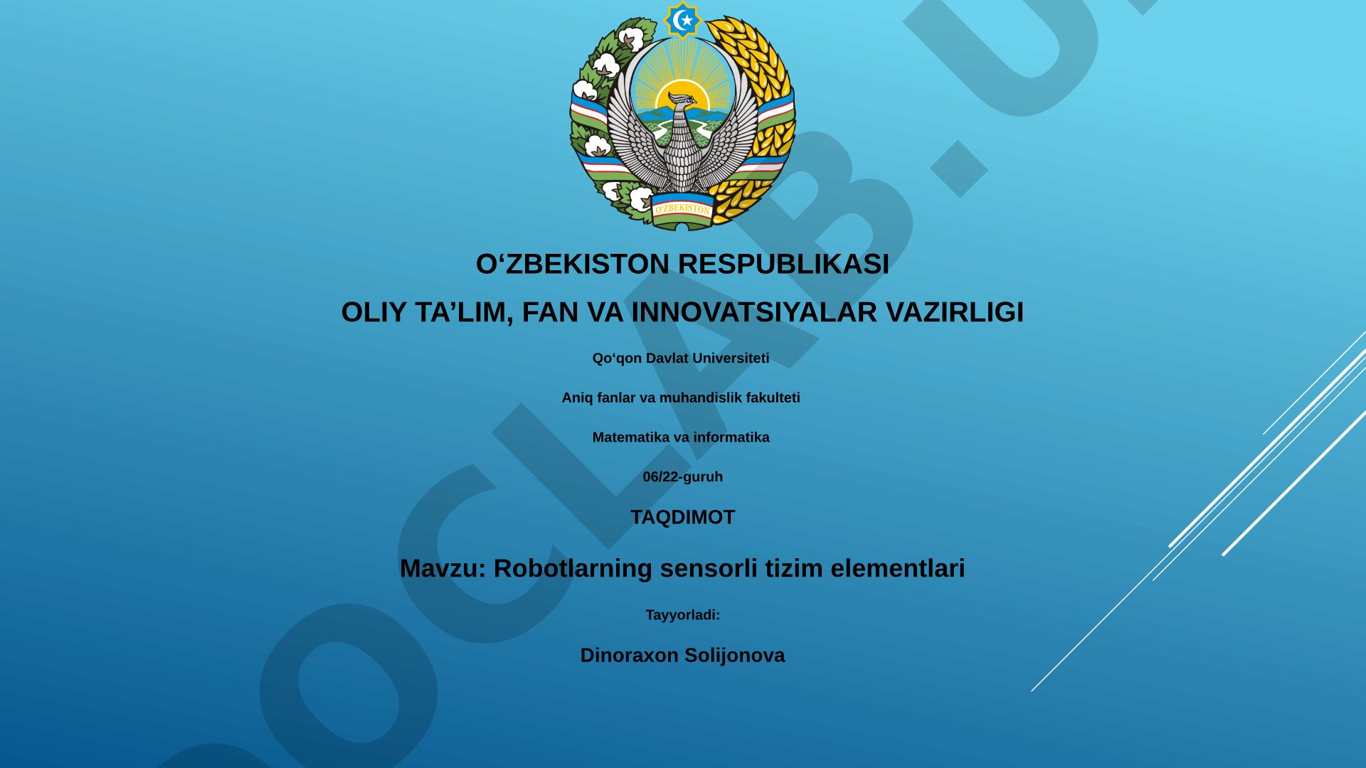 Robotlarning sensorli tizim elementlari