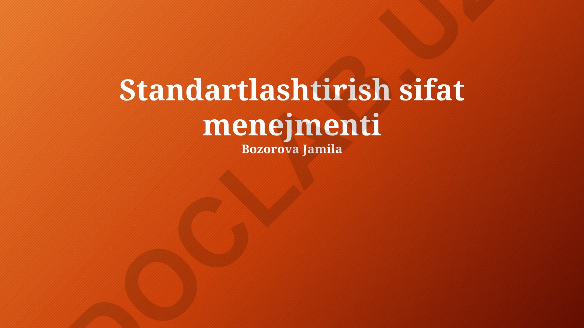 Standartlashtirish sifat menejmenti