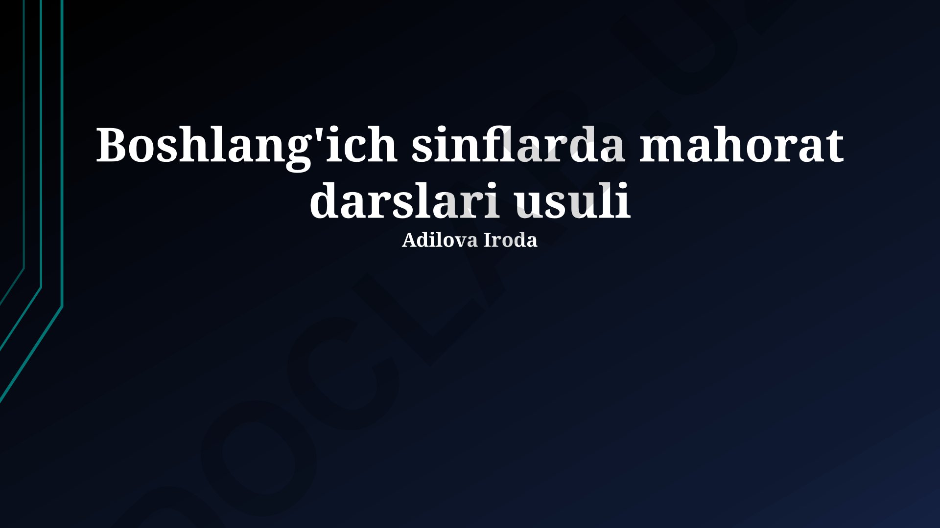 Boshlang'ich sinflarda mahorat darslari usullari va innovatsion pedagogik texnologiyalar