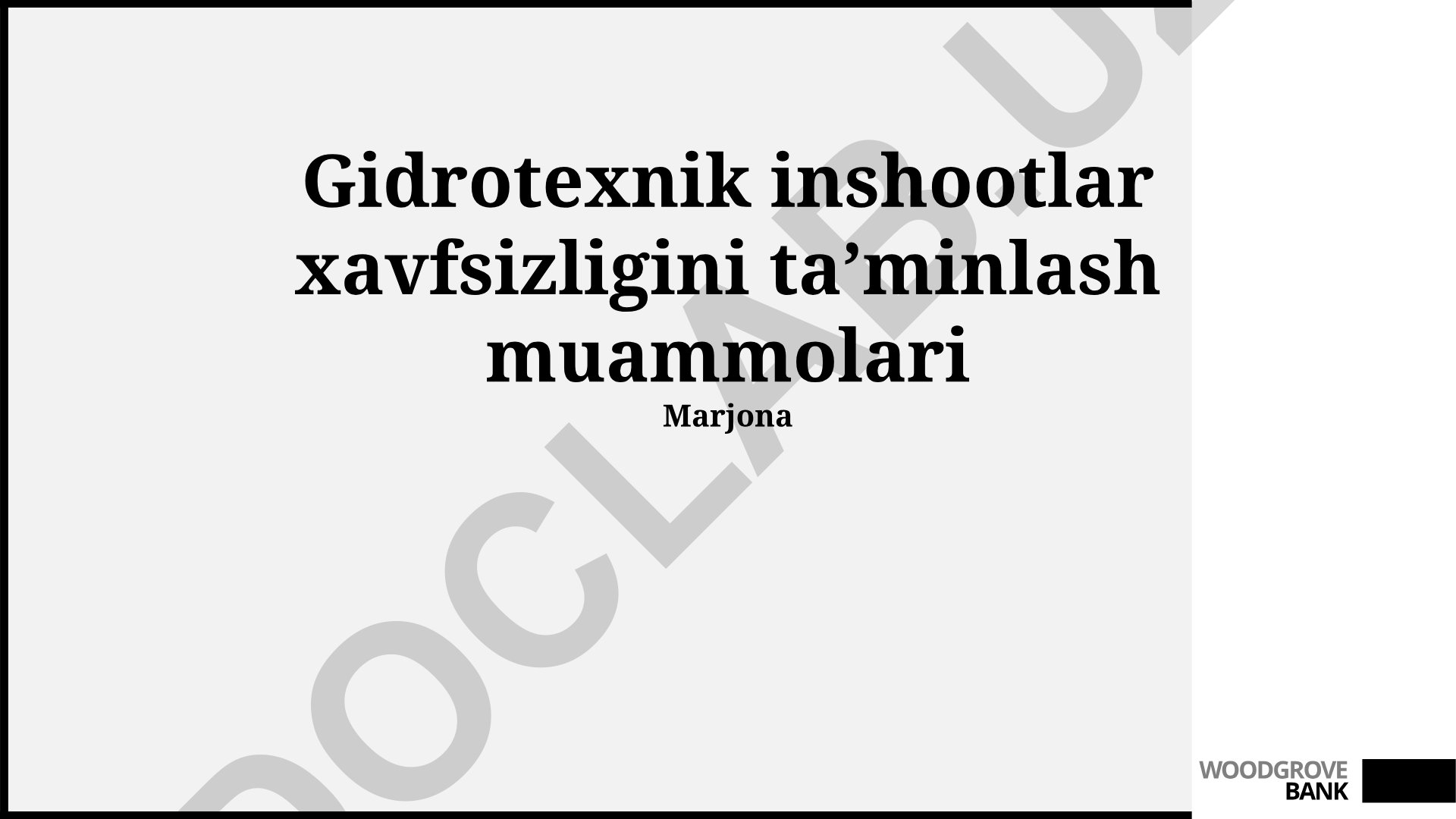 Gidrotexnik inshootlar xavfsizligini taʼminlash muammolari