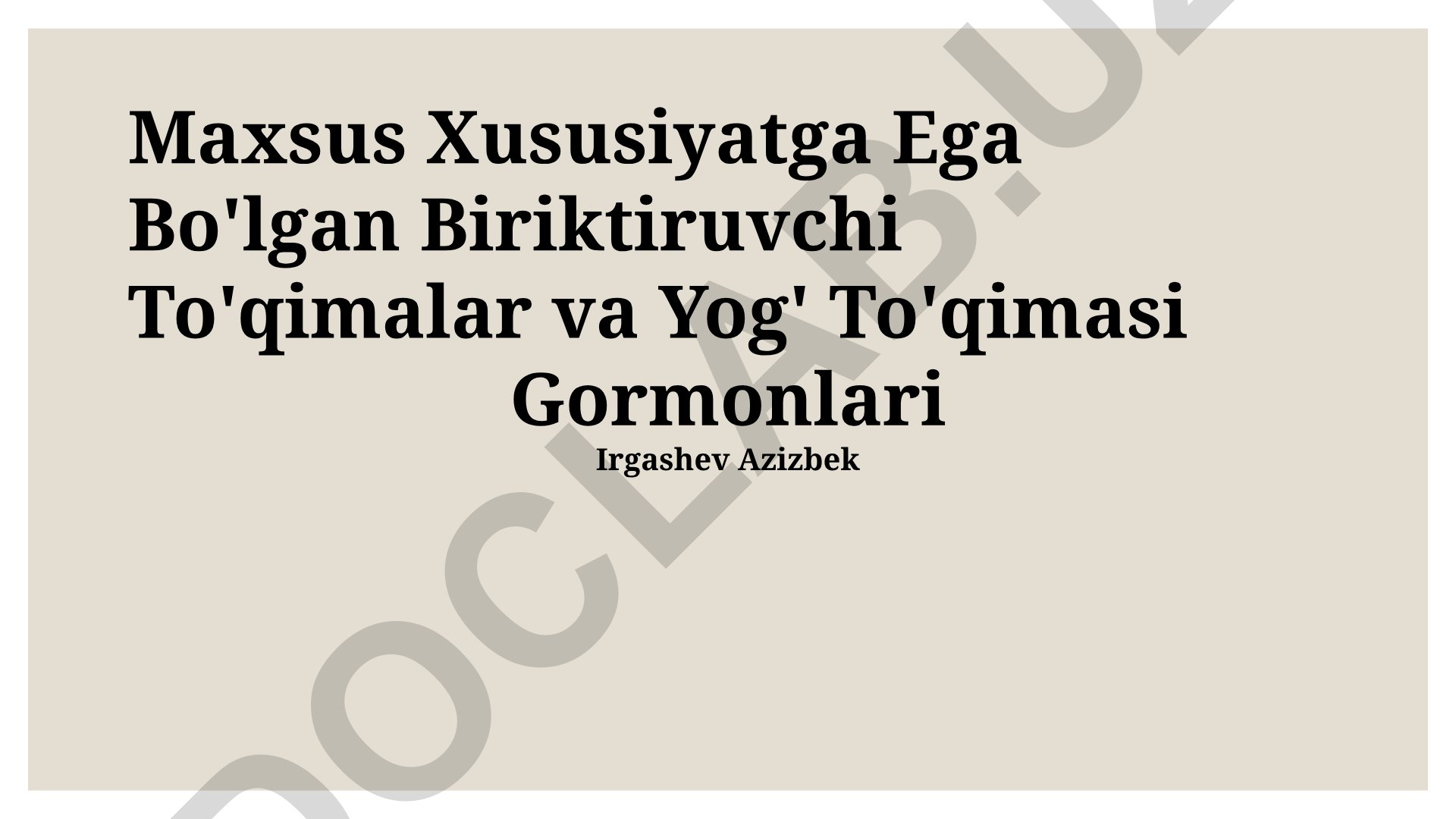 Maxsus xususiyatga ega bo'lgan biriktiruvchi to'qimalar va yog' to'qimasi gormonlari