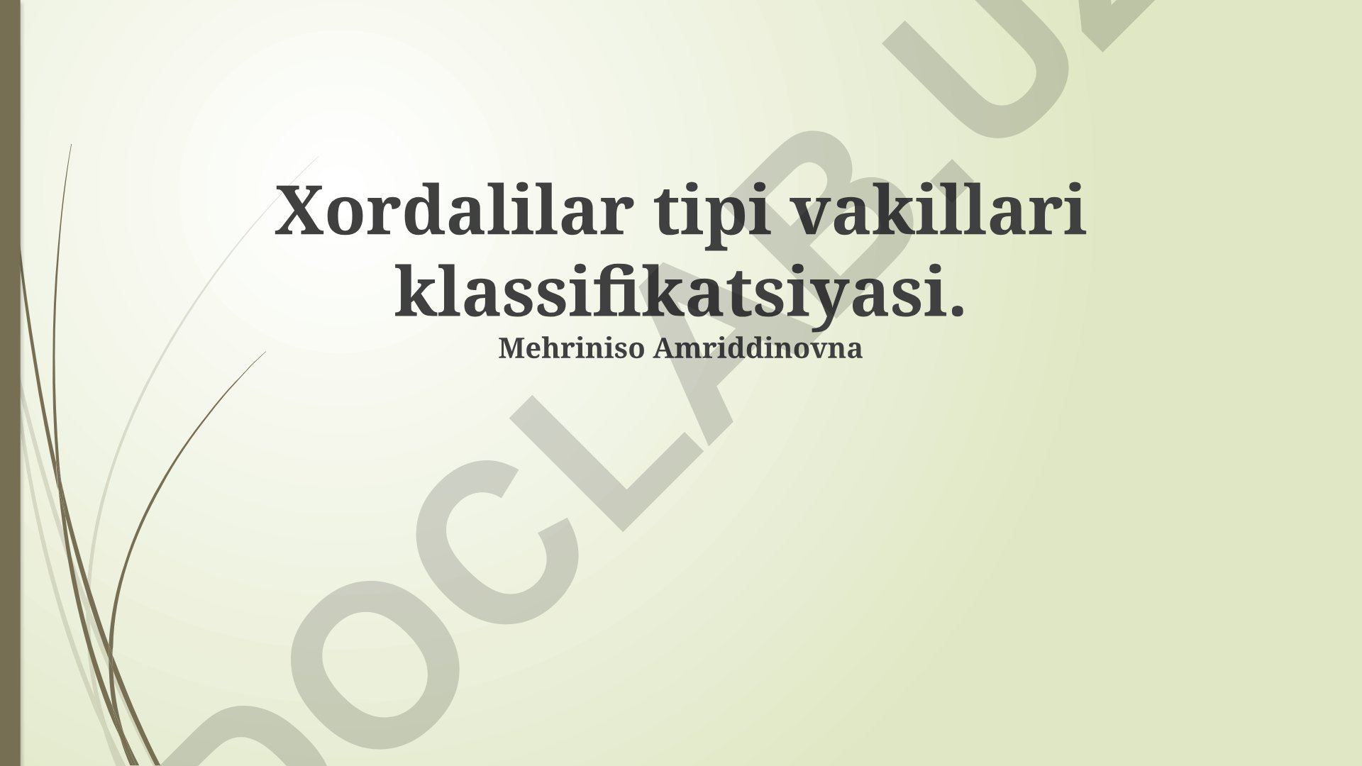 Xordalilar tipi vakillari klassifikatsiyasi va fiziologiyasi