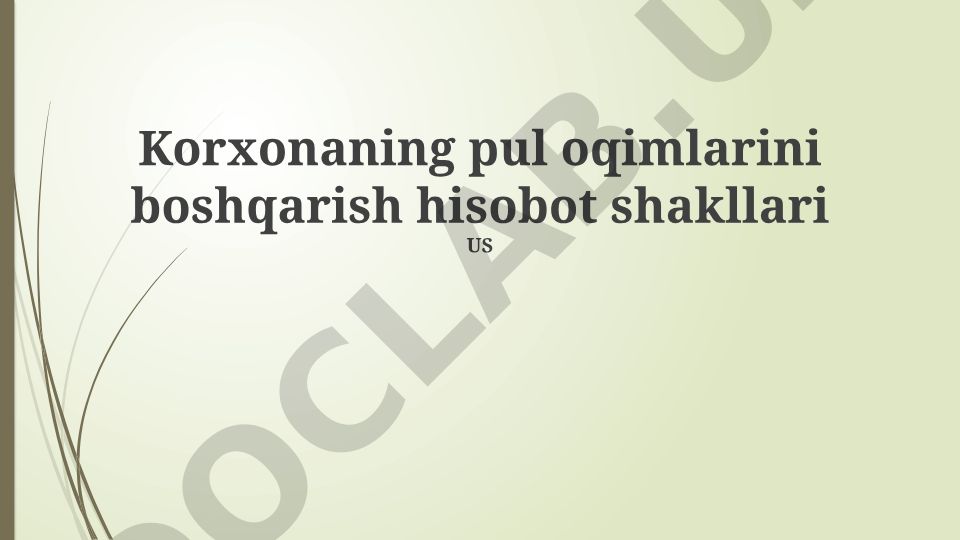Korxonaning pul oqimlarini boshqarish hisobot shakllari
