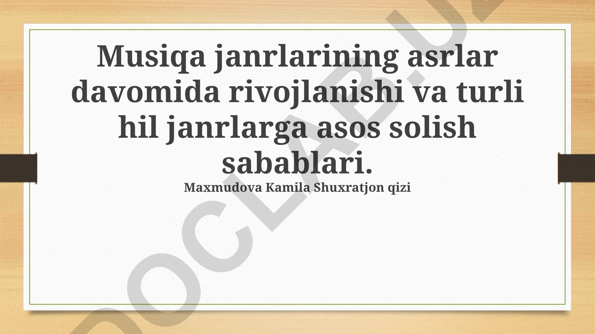 Musiqa janrlarining asrlar davomida rivojlanishi va kelajakdagi yo'nalishlar