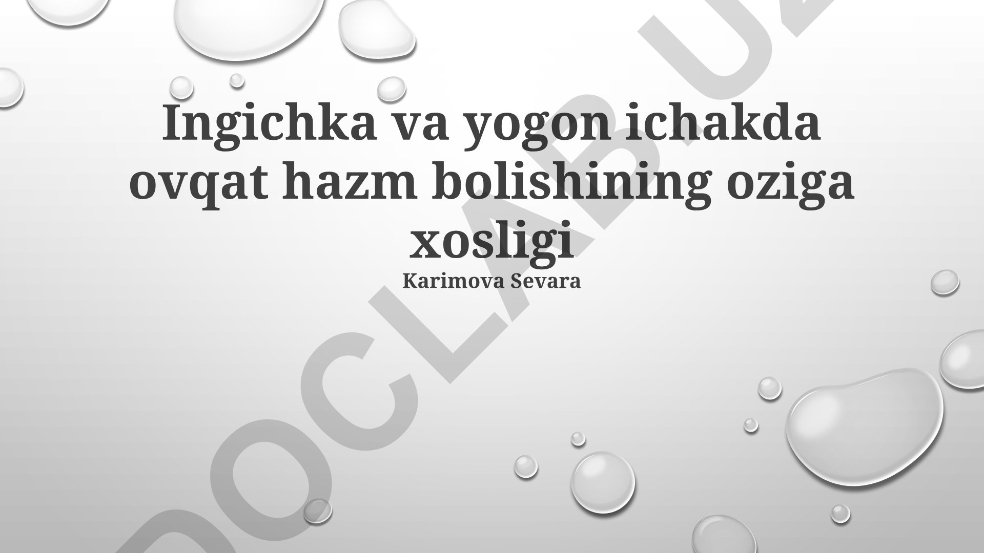 Ingichka va yogon ichakda ovqat hazm bolishining oziga xosligi