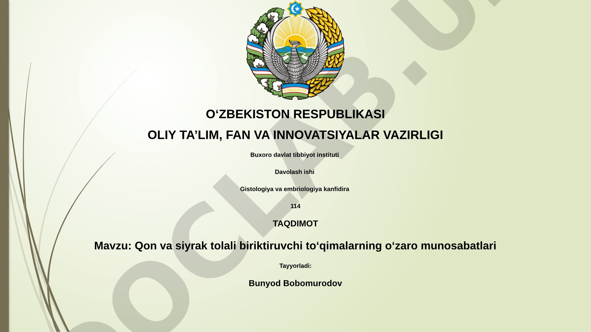 Qon va siyrak tolali biriktiruvchi toʻqimalarning oʻzaro munosabatlari