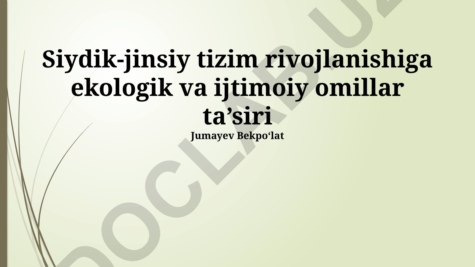 Siydik-jinsiy tizim rivojlanishiga ekologik va ijtimoiy omillar ta'siri
