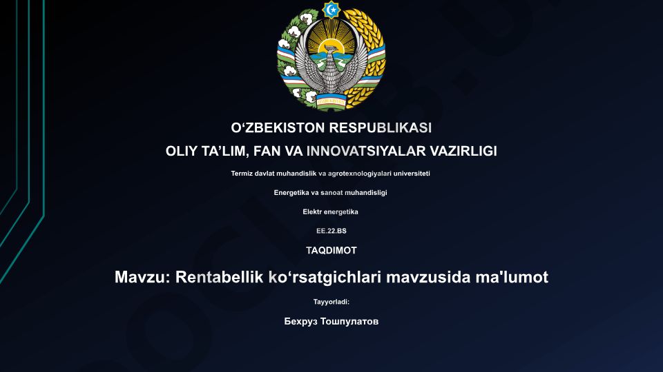 Rentabellik ko'rsatgichlari