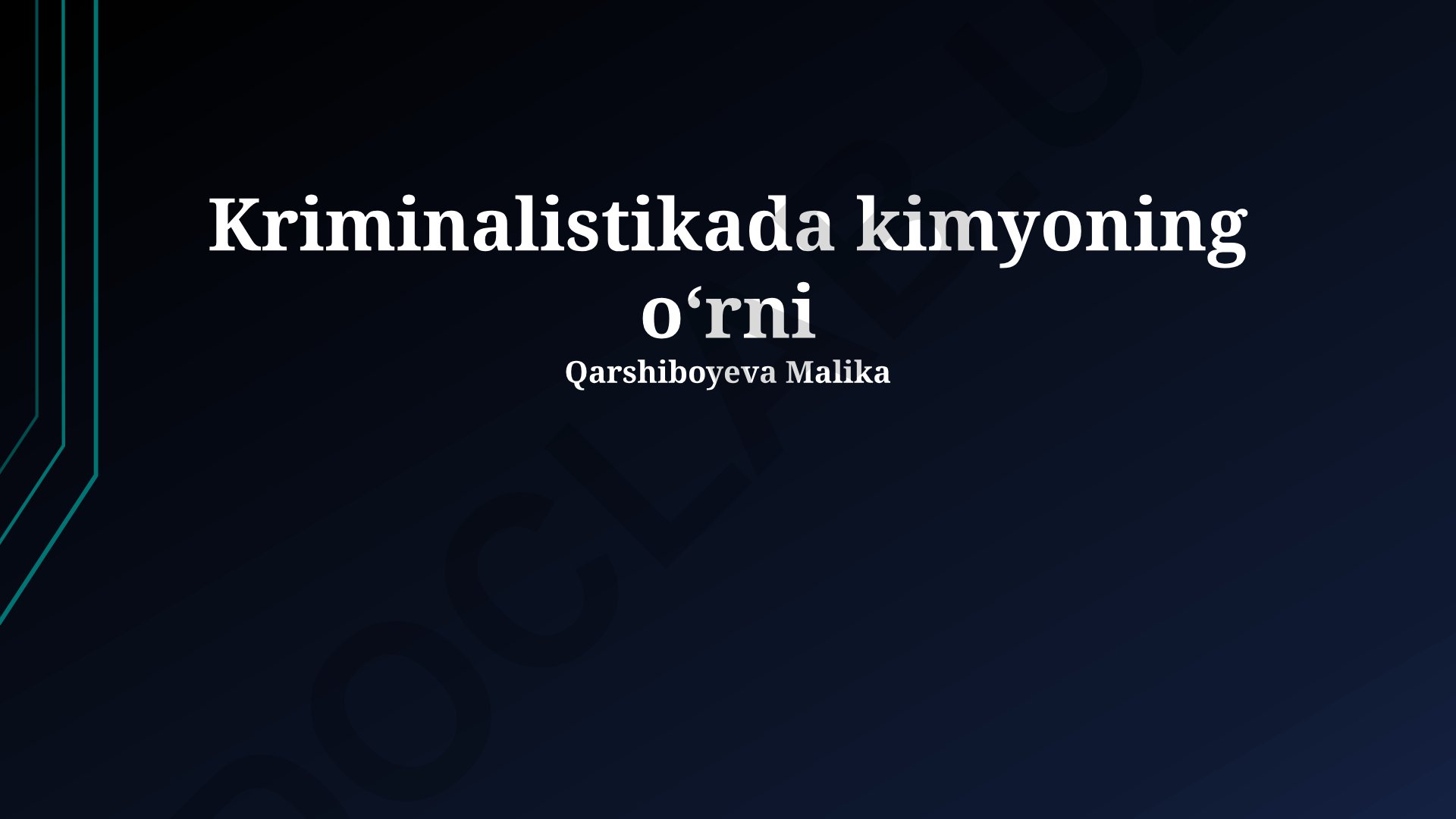 Kriminalistikada kimyoning oʻrni
