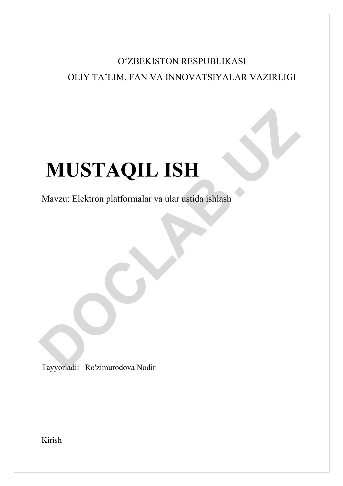Elektron platformalar va ular ustida ishlash