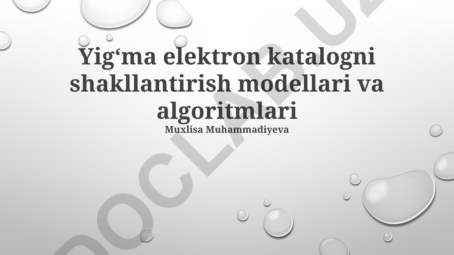 Yigʻma elektron katalogni shakllantirish modellari va algoritmlari