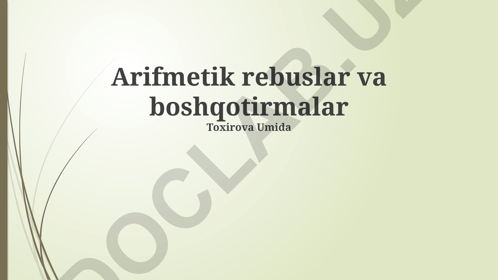 Arifmetik rebuslar va boshqotirmalar