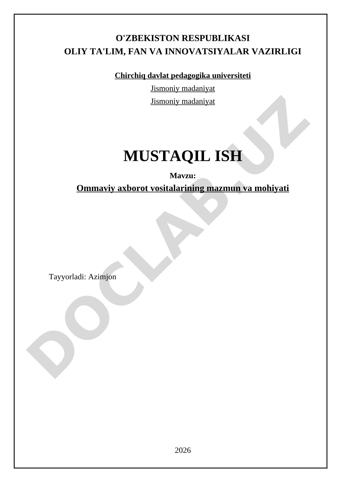 Ommaviy axborot vositalarining mazmun va mohiyati