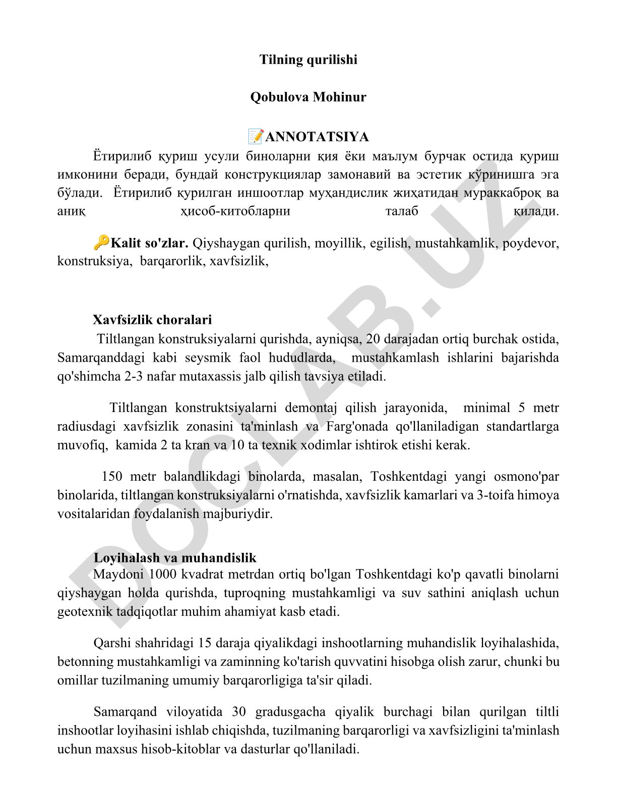 Qiyshaygan qurilish konstruksiyalari va xavfsizlik choralari