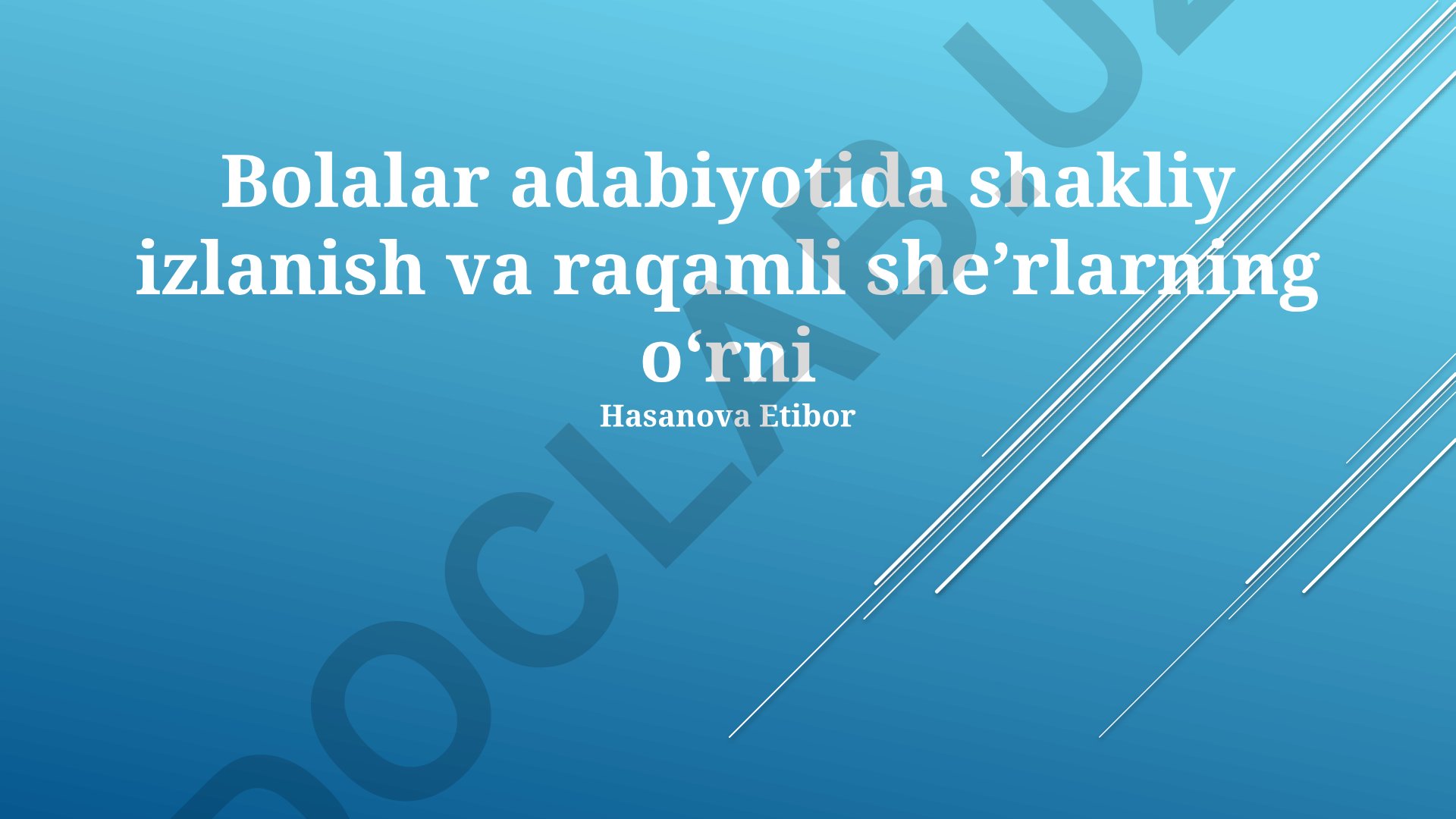 Bolalar adabiyotida shakliy izlanish va raqamli sheʼrlarning oʻrni