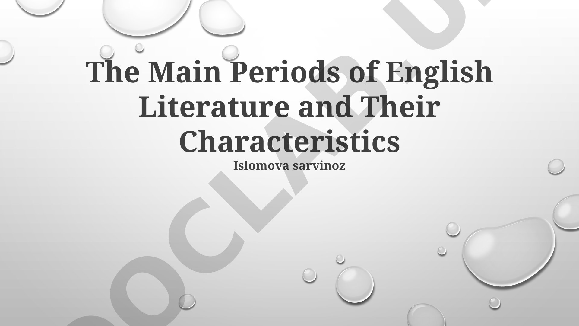 The Main Periods of English Literature and Their Characteristics