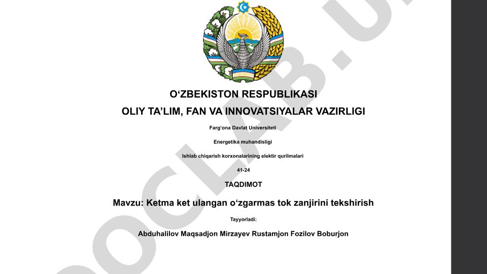Ketma ket ulangan oʻzgarmas tok zanjirini tekshirish
