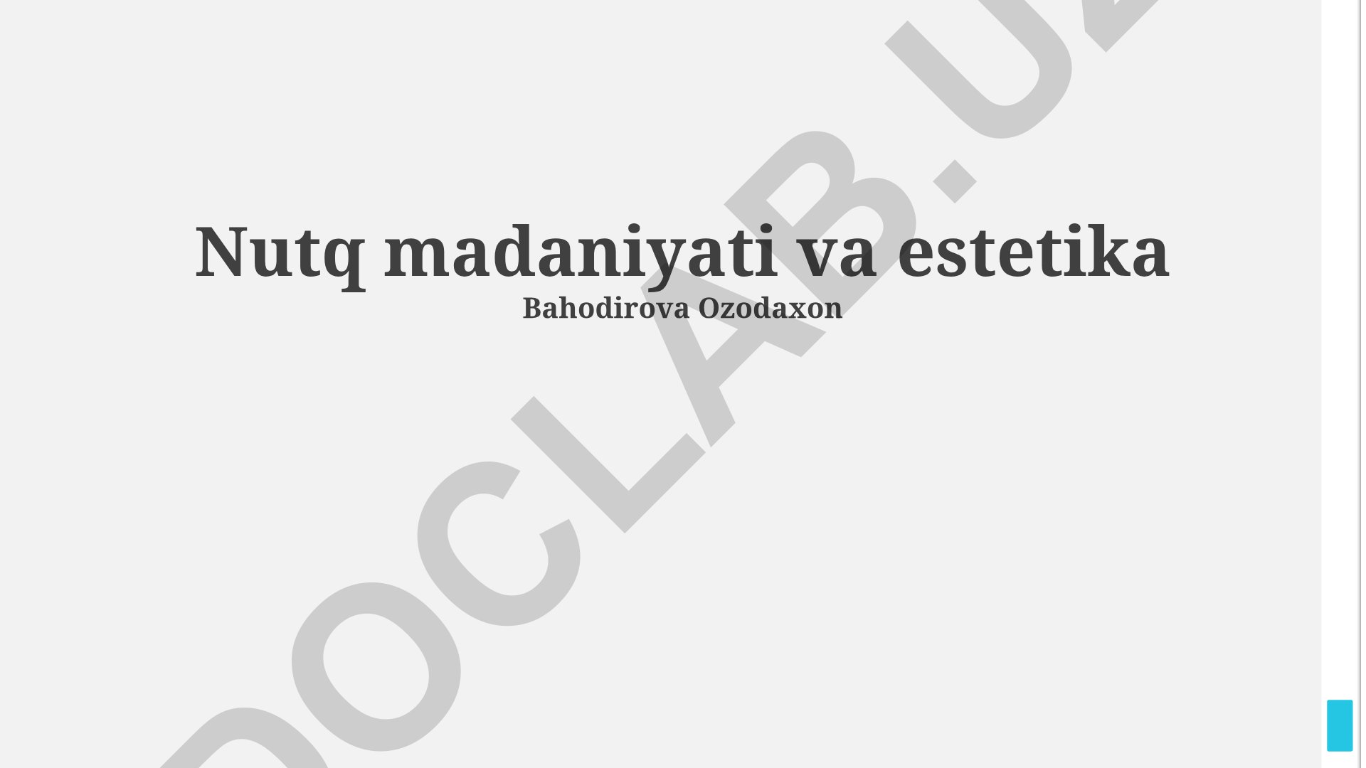 Nutq madaniyati va estetika