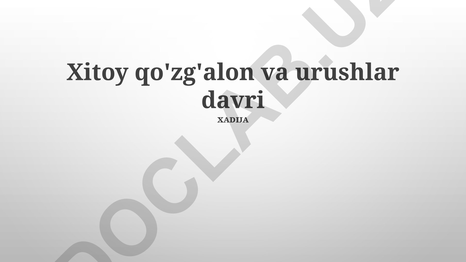 Xitoy qo'zg'alon va urushlar davri