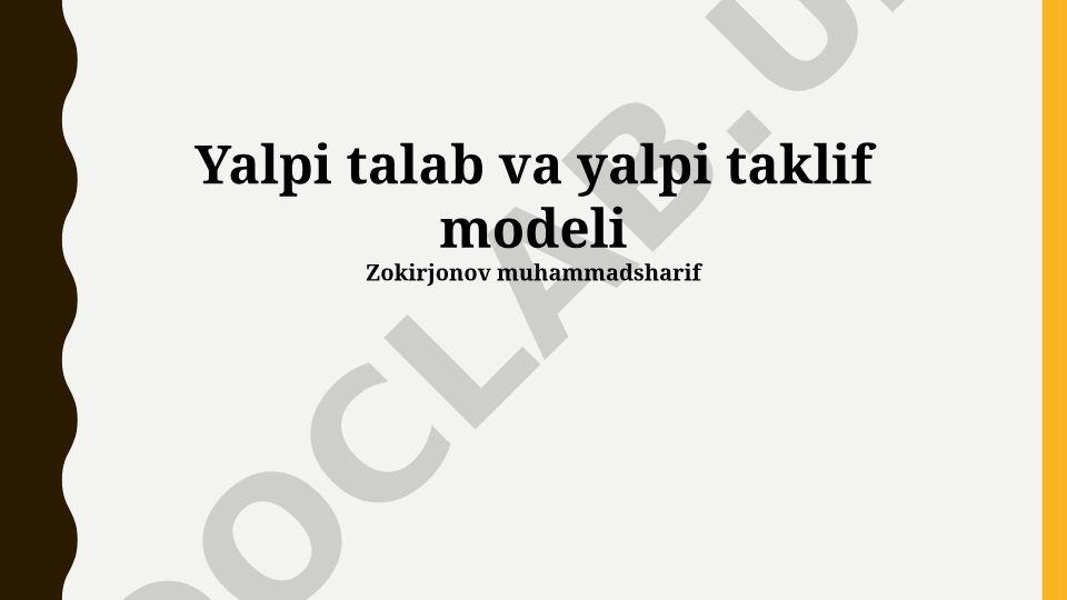Yalpi talab va yalpi taklif modeli