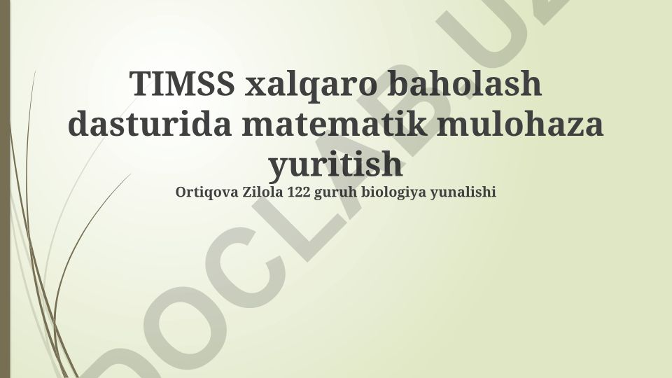 TIMSS xalqaro baholash dasturida matematik mulohaza yuritish