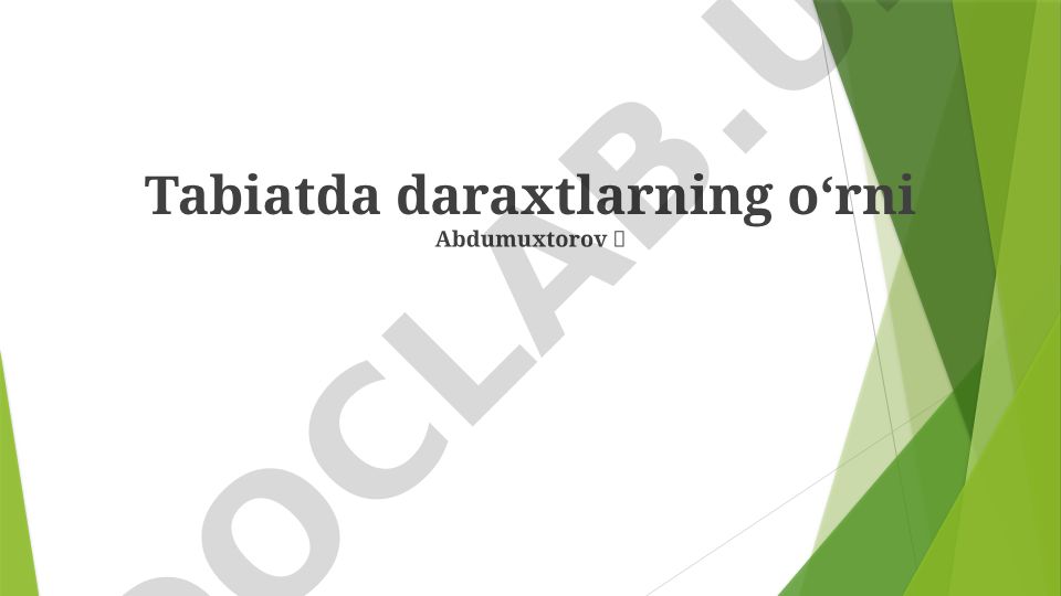 Tabiatda daraxtlarning oʻrni