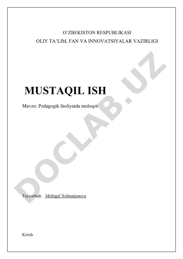 Pedagogik faoliyatda muloqot