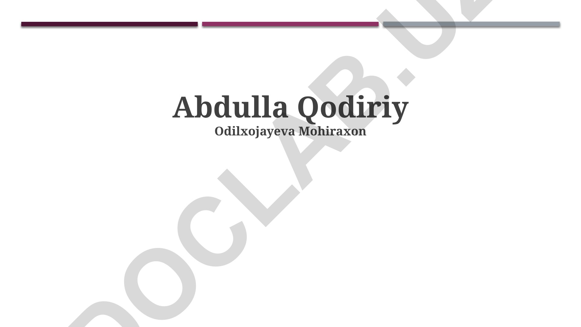 Abdulla Qodiriyning hayoti, ijodi va "O'tkan Kunlar" romanining tahlili