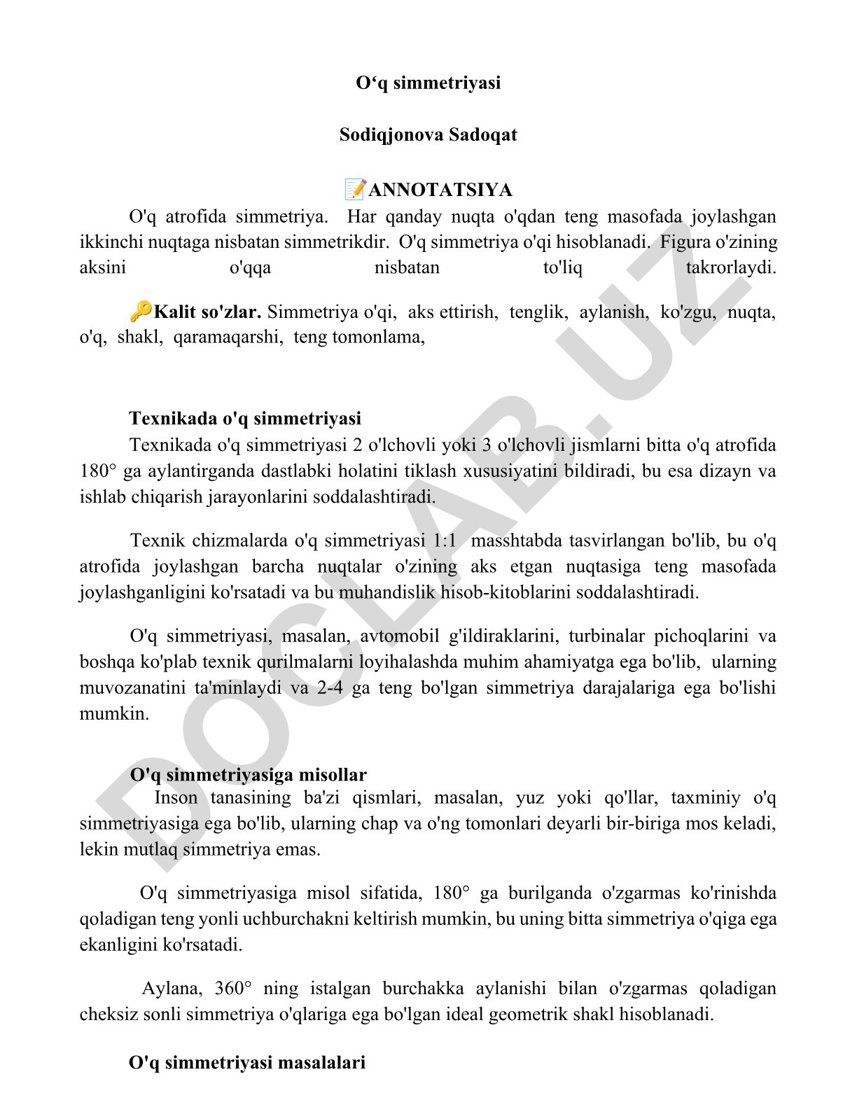 O'q simmetriyasi