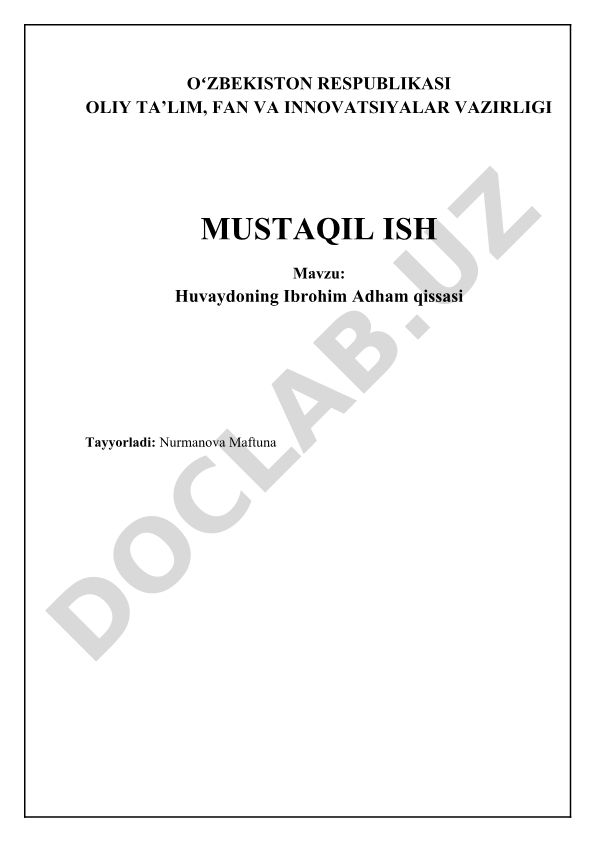 Huvaydoning Ibrohim Adham qissasi