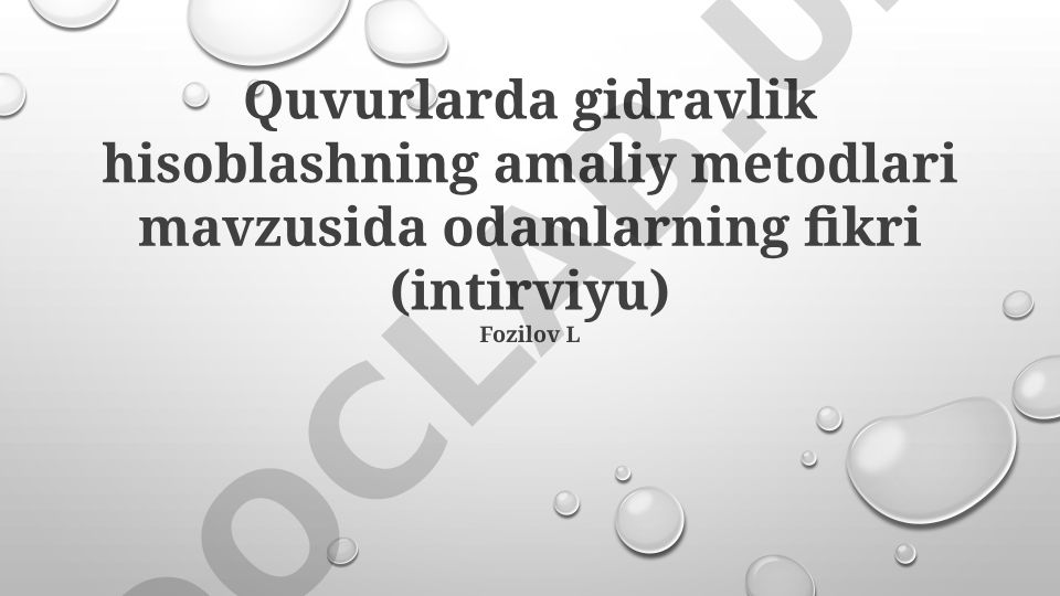 Quvurlarda gidravlik hisoblashning amaliy metodlari